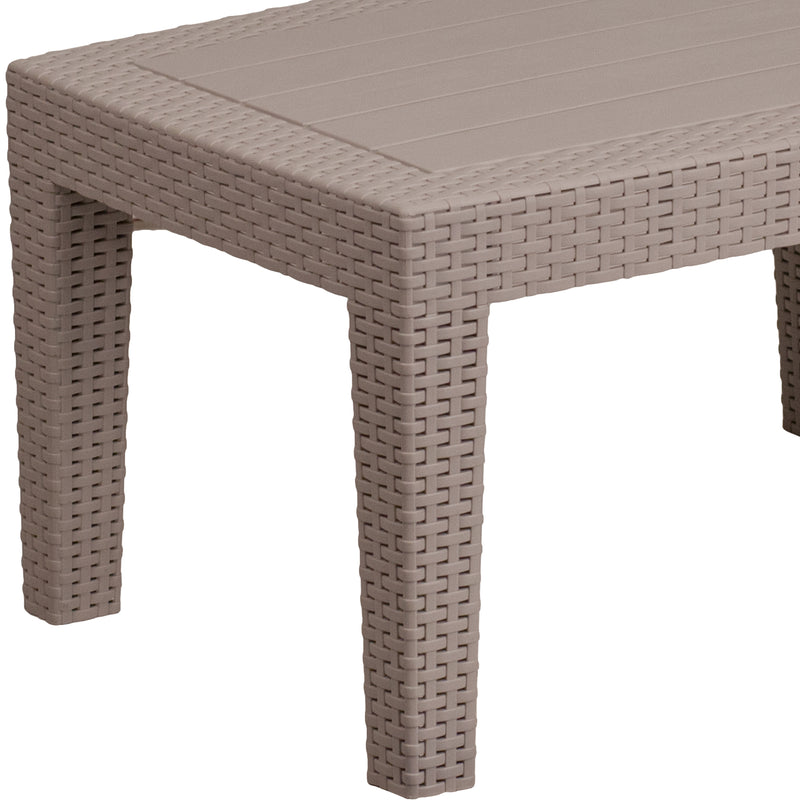 Light Gray Faux Rattan Coffee Table