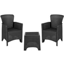 Dark Gray Faux Rattan Plastic Chair Set with Matching Side Table