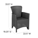 Dark Gray Faux Rattan Plastic Chair Set with Matching Side Table