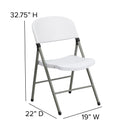 SINGLEWAVE Series 330 lb. Capacity White Plastic Folding Chair with Gray Frame