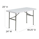 4-Foot Granite White Plastic Folding Table