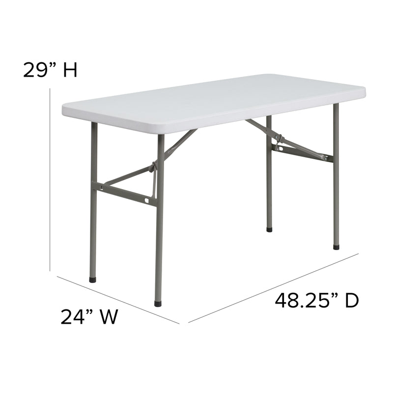 4-Foot Granite White Plastic Folding Table