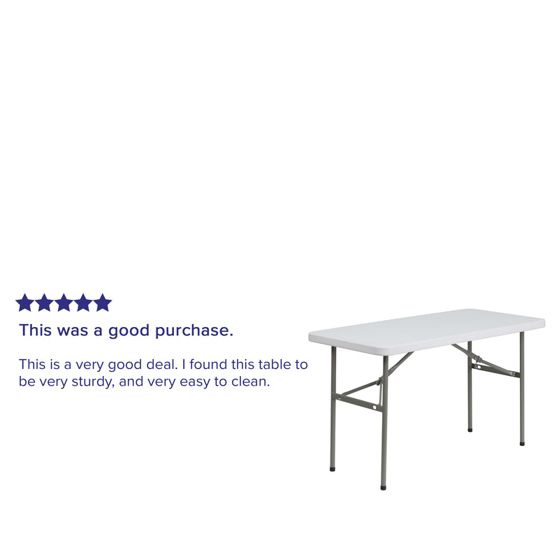 4-Foot Granite White Plastic Folding Table