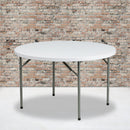4-Foot Round Granite White Plastic Folding Table