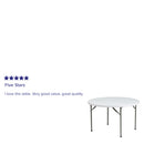 4-Foot Round Granite White Plastic Folding Table