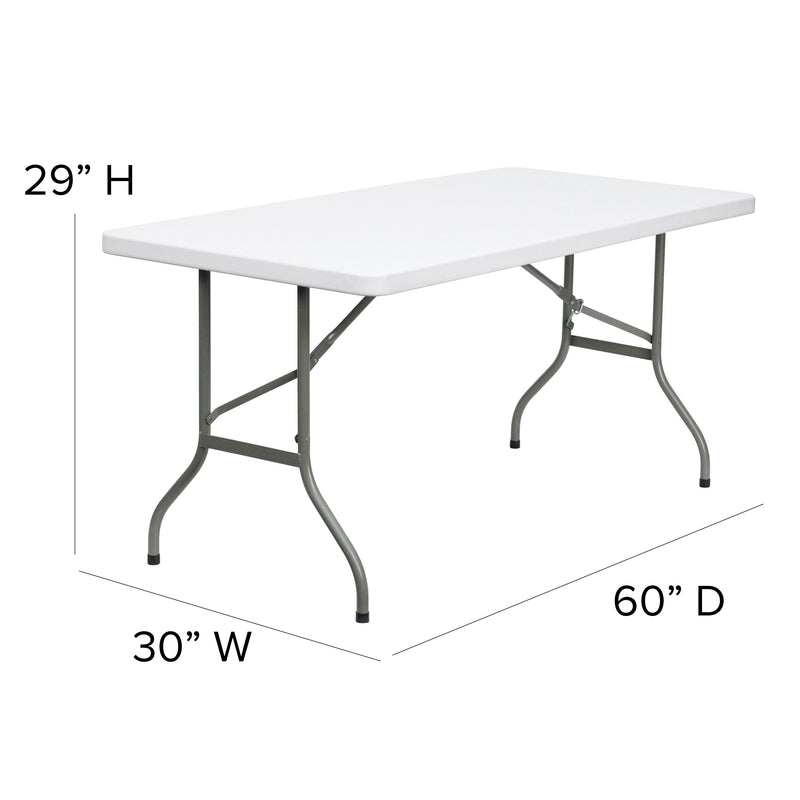 5-Foot Granite White Plastic Folding Table