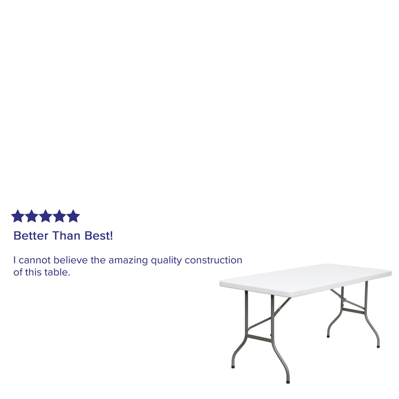 5-Foot Granite White Plastic Folding Table