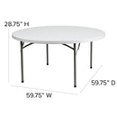 5-Foot Round Granite White Plastic Folding Table