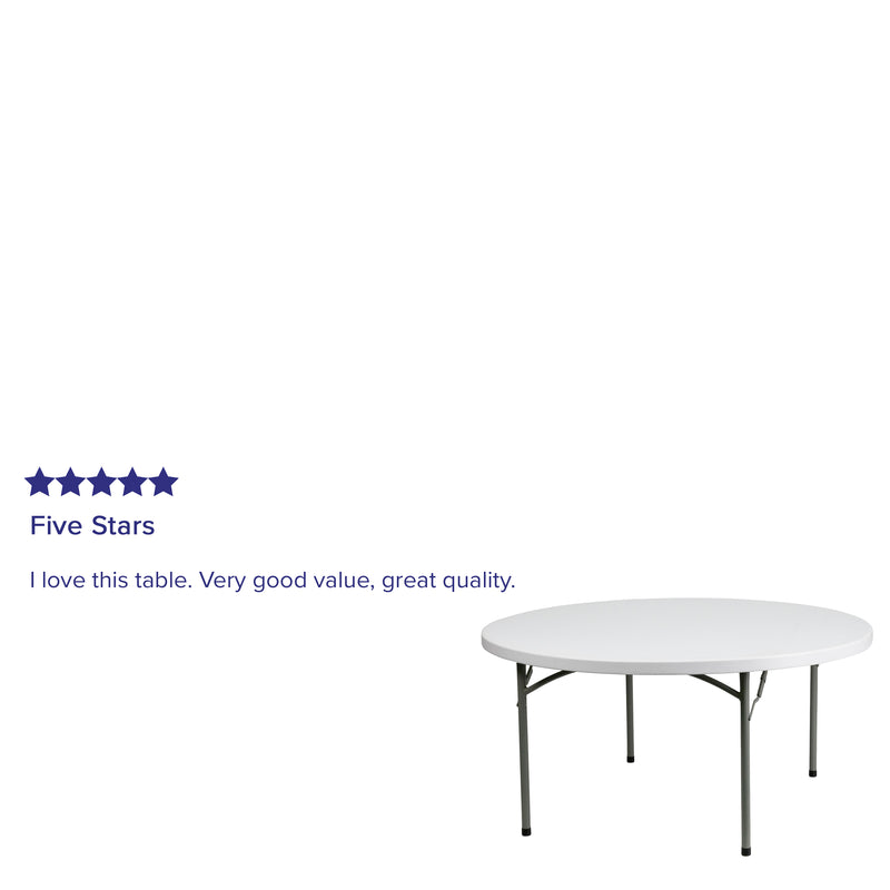 5-Foot Round Granite White Plastic Folding Table