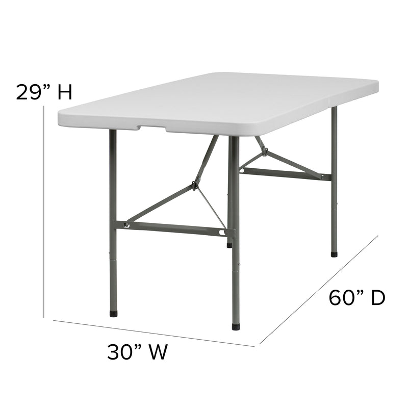 5-Foot Bi-Fold Granite White Plastic Folding Table