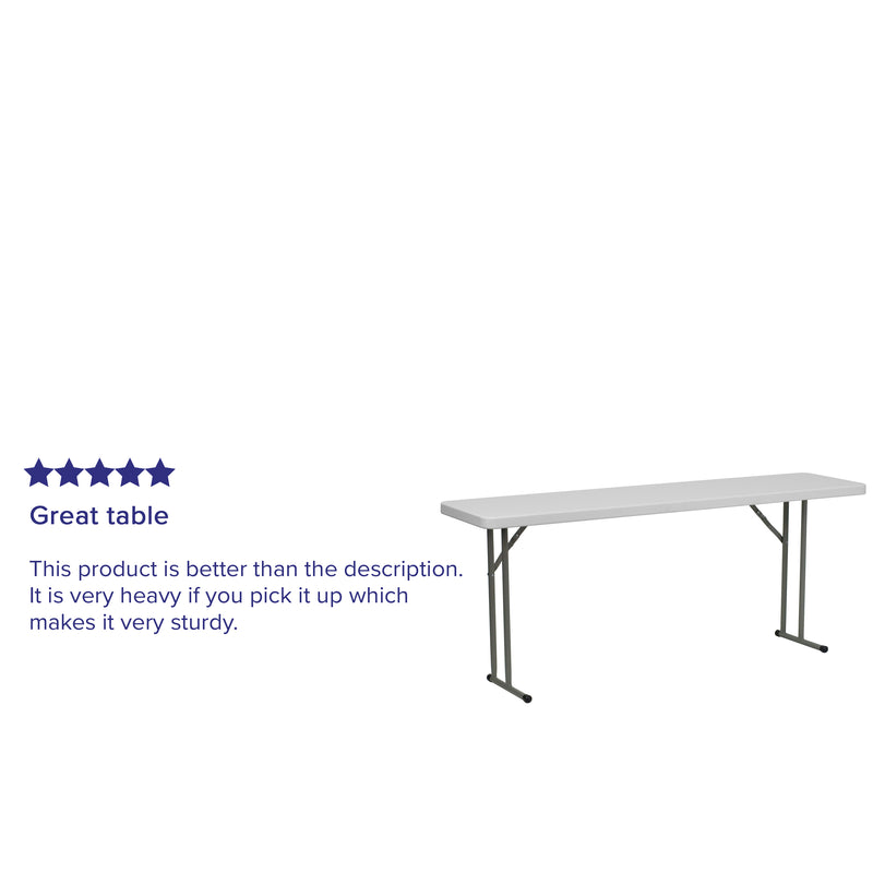 6-Foot Granite White Plastic Folding Training Table