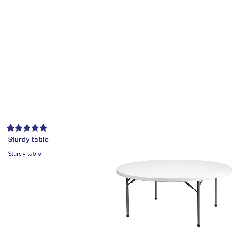 6-Foot Round Granite White Plastic Folding Table