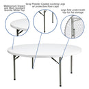 6-Foot Round Granite White Plastic Folding Table