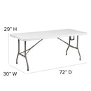 6-Foot Bi-Fold Granite White Plastic Banquet and Event Folding Table with Carrying Handle