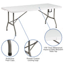 6-Foot Bi-Fold Granite White Plastic Banquet and Event Folding Table with Carrying Handle