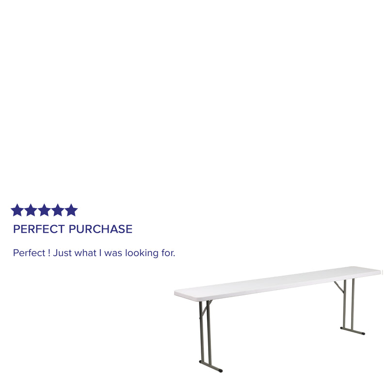 8-Foot Granite White Plastic Folding Training Table