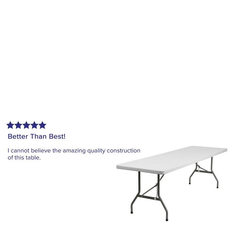 8-Foot Granite White Plastic Folding Table