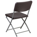SINGLEWAVE Series Brown Rattan Plastic Folding Chair with Gray Frame
