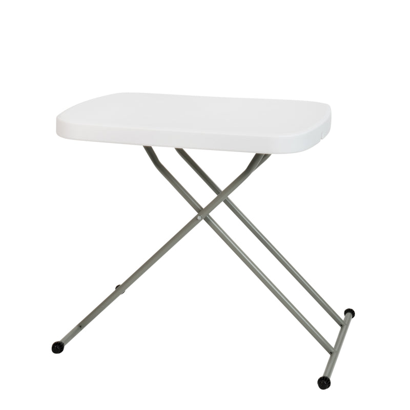 26 Inch Granite White Indoor/Outdoor Plastic Folding Table, Adjustable Height Commercial Grade Side Table, Laptop Table, TV Tray