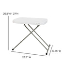 26 Inch Granite White Indoor/Outdoor Plastic Folding Table, Adjustable Height Commercial Grade Side Table, Laptop Table, TV Tray