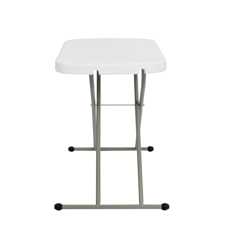 26 Inch Granite White Indoor/Outdoor Plastic Folding Table, Adjustable Height Commercial Grade Side Table, Laptop Table, TV Tray