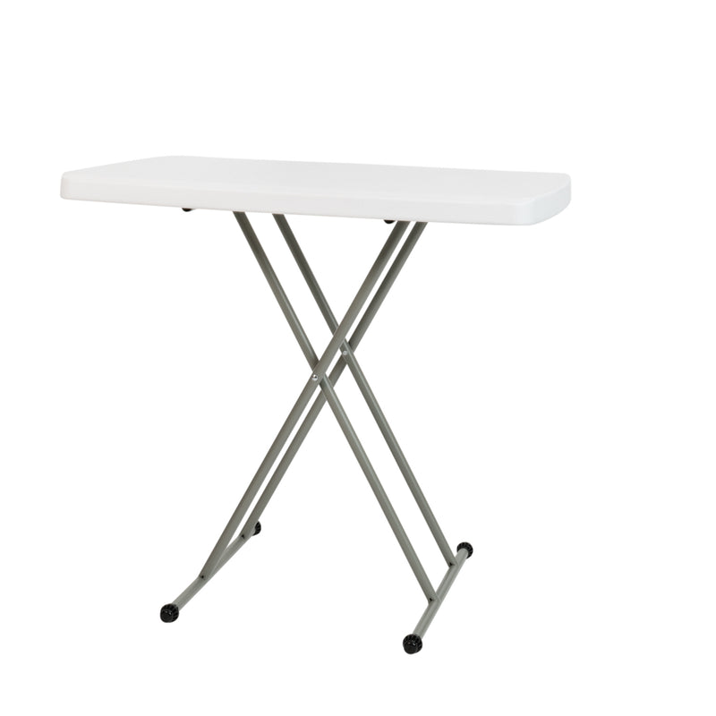 30 Inch Granite White Indoor/Outdoor Plastic Folding Table, Adjustable Height Commercial Grade Side Table, Laptop Table, TV Tray