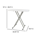 30 Inch Granite White Indoor/Outdoor Plastic Folding Table, Adjustable Height Commercial Grade Side Table, Laptop Table, TV Tray
