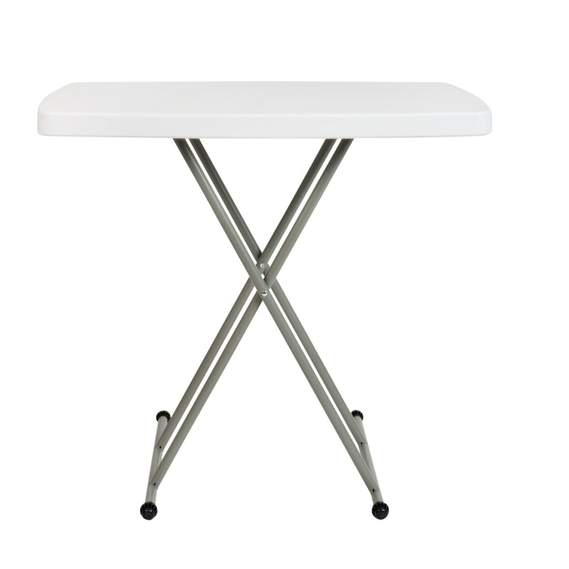 30 Inch Granite White Indoor/Outdoor Plastic Folding Table, Adjustable Height Commercial Grade Side Table, Laptop Table, TV Tray