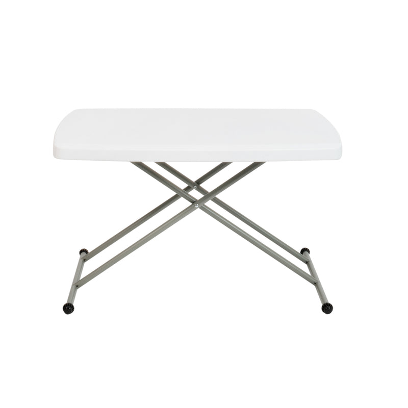 30 Inch Granite White Indoor/Outdoor Plastic Folding Table, Adjustable Height Commercial Grade Side Table, Laptop Table, TV Tray