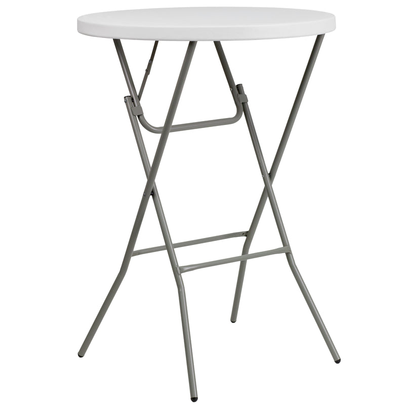 2.6-Foot Round Granite White Plastic Bar Height Folding Table