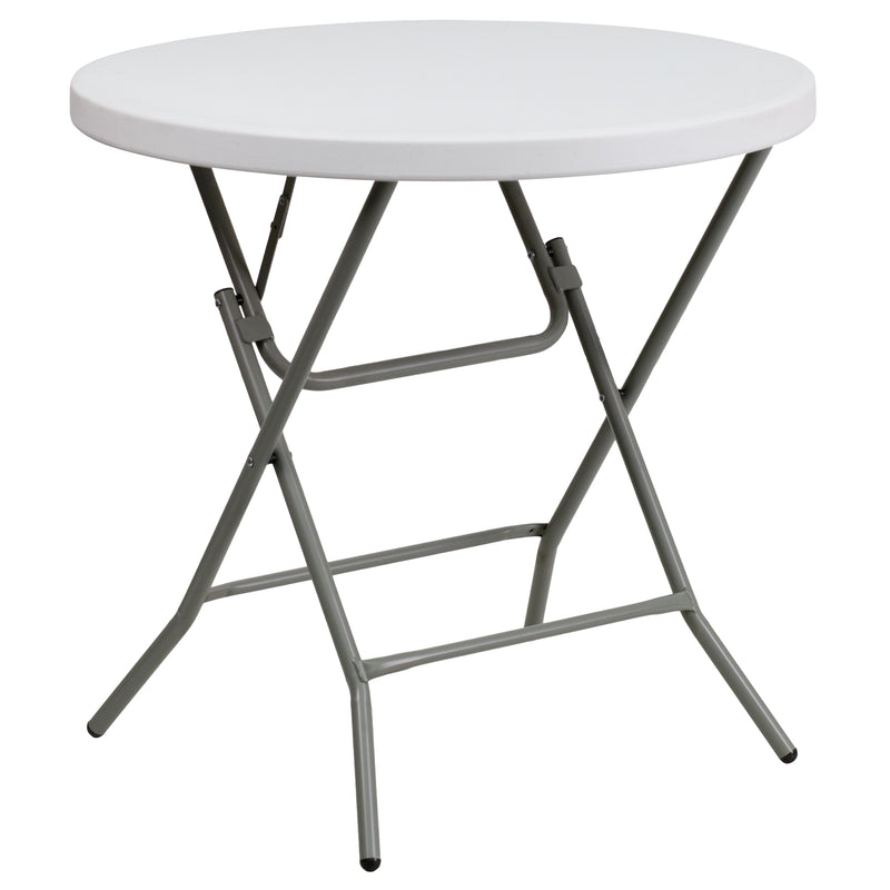 2.63-Foot Round Granite White Plastic Folding Table