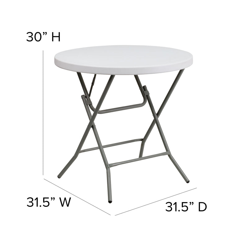 2.63-Foot Round Granite White Plastic Folding Table