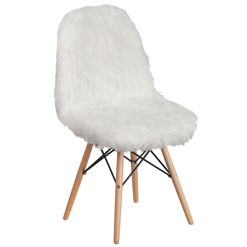 Shaggy Dog White Accent Chair