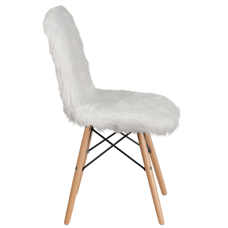 Shaggy Dog White Accent Chair