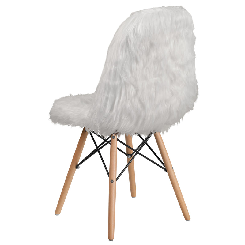 Shaggy Dog White Accent Chair