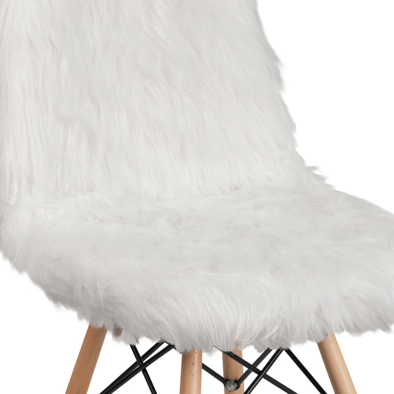 Shaggy Dog White Accent Chair