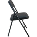 Advantage Black Padded Metal Folding Chair - Black 1-in Fabric Seat