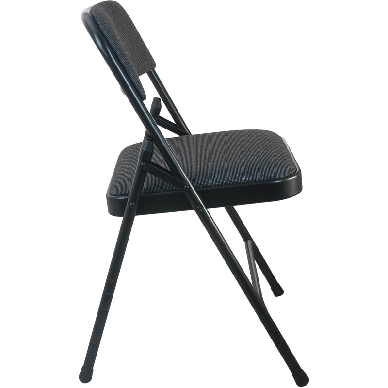 Advantage Black Padded Metal Folding Chair - Black 1-in Fabric Seat