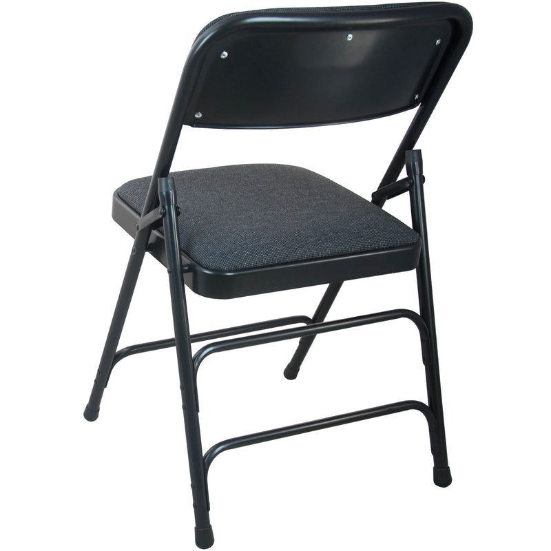 Advantage Black Padded Metal Folding Chair - Black 1-in Fabric Seat