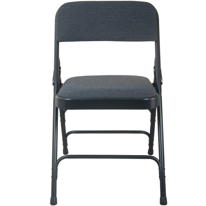 Advantage Black Padded Metal Folding Chair - Black 1-in Fabric Seat