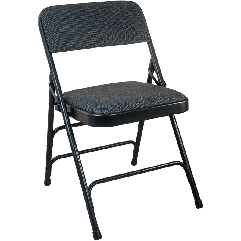 Advantage Black Padded Metal Folding Chair - Black 1-in Fabric Seat