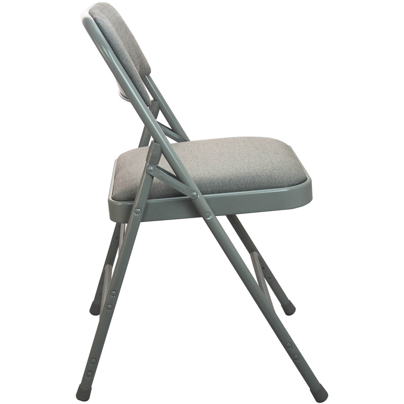 2-Pack Advantage Grey Padded Metal Folding Chair - Grey 1-in Fabric Seat