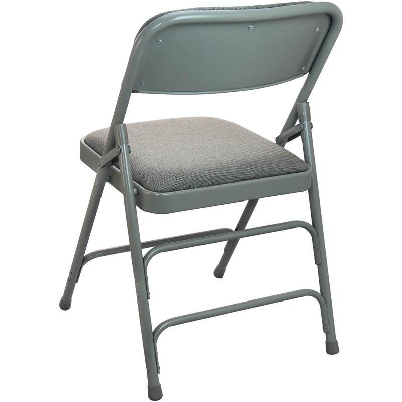 2-Pack Advantage Grey Padded Metal Folding Chair - Grey 1-in Fabric Seat