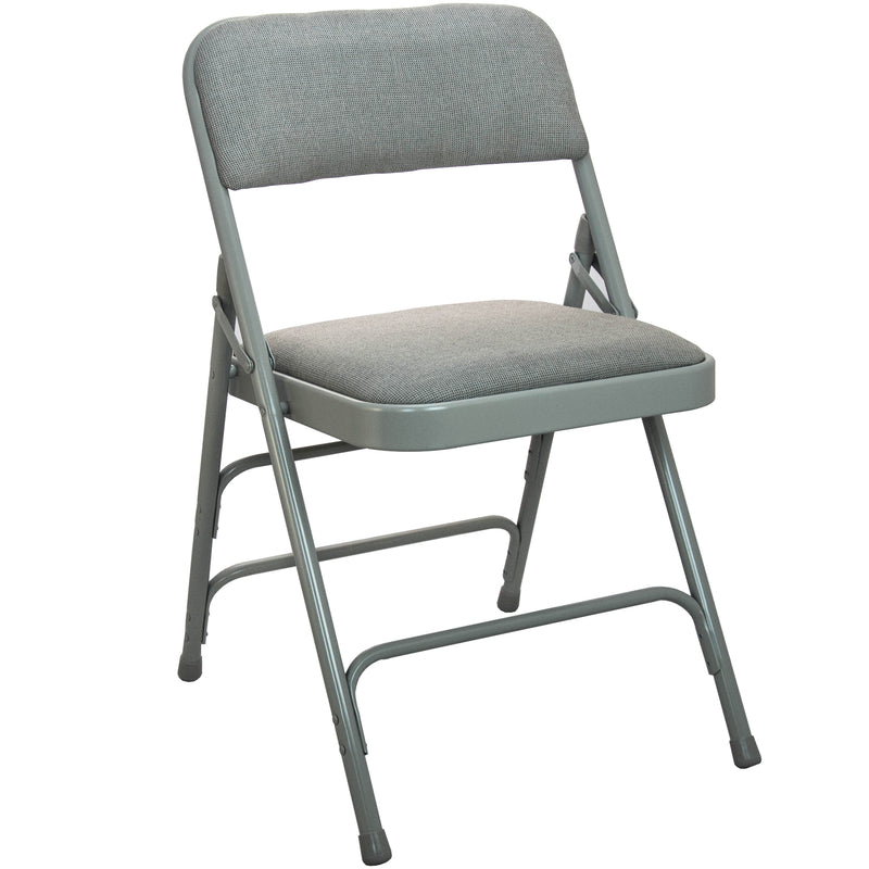 2-Pack Advantage Grey Padded Metal Folding Chair - Grey 1-in Fabric Seat