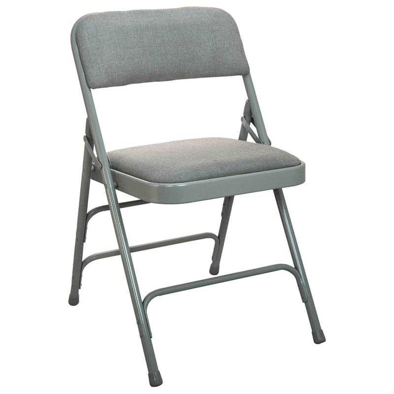 Advantage Grey Padded Metal Folding Chair - Grey 1-in Fabric Seat