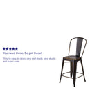 Commercial Grade 24" High Distressed Copper Metal Indoor-Outdoor Counter Height Stool with Back