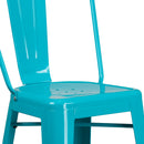 Commercial Grade 30" High Crystal Teal-Blue Metal Indoor-Outdoor Barstool with Back