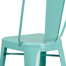 Commercial Grade 30" High Mint Green Metal Indoor-Outdoor Barstool with Back