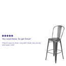 Commercial Grade 30" High Distressed Silver Gray Metal Indoor-Outdoor Barstool with Back
