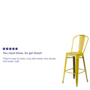 Commercial Grade 30" High Distressed Yellow Metal Indoor-Outdoor Barstool with Back